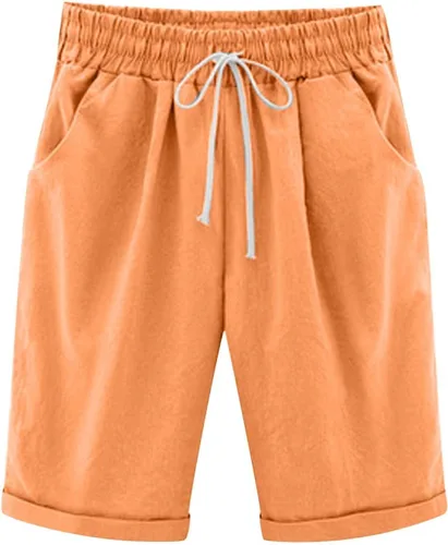 Vista 13 de Pantalones cortos sólidos con control de barriga, casuales, con cordón, cómodos, para mujer, pantalones cortos ligeros de verano para correr 2023