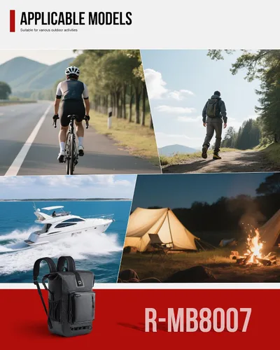 Vista 8 de RIDEIRON Mochila impermeable para motocicleta, bolsa seca con cierre superior enrollable para kayak, viajes, surf, navegación Fibra de carbono