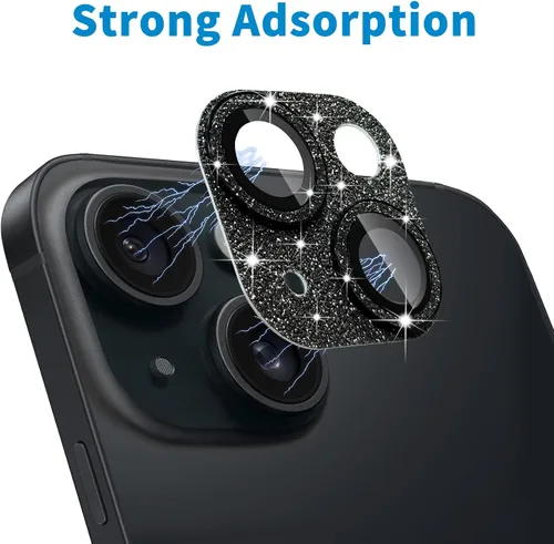 Vista 4 de Protector de lente de cámara para iPhone 13 Mini y iPhone 13, cubierta de lente brillante con diamantes de imitación 3D con diamantes de imitación