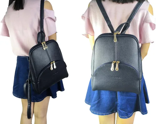 Vista 17 de Nevenka mochila informal estilo cartera de imitación cuero con cierre para mujer