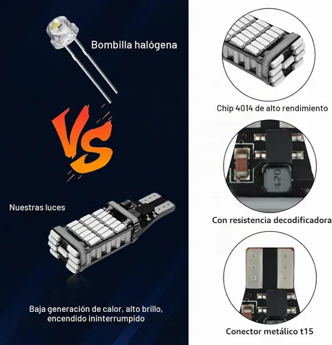 Vista 5 de 4 piezas de luces LED de reversa, 6500K de super brillo, 45SMD-4014 chipsets para bombilla de señal de giro, luces LED T15 de freno, de parada