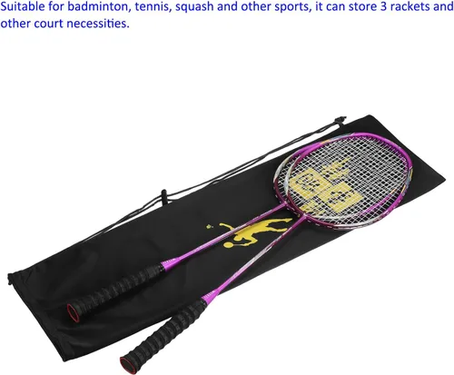 Vista 6 de M METERXITY Bolsa de raqueta de bádminton – Bolsa de tela de terciopelo con cordón, bolsa de almacenamiento para raqueta, para hombres, mujeres