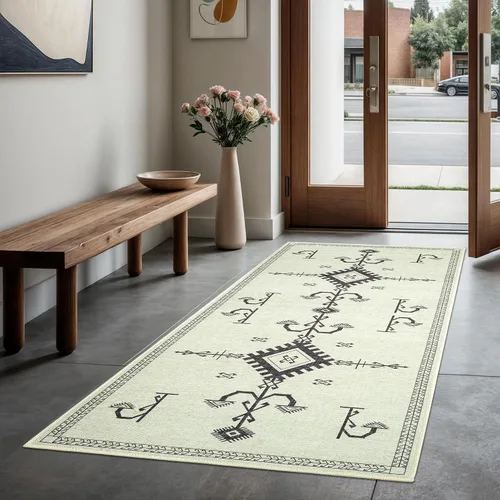 Vista 54 de GLN Rugs Bohemian - Troy - Alfombra de felpilla lavable a máquina, bohemio, lavable, antideslizante, alfombra de área de felpilla de pelo bajo