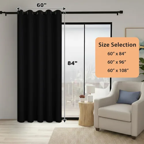Vista 6 de BONZER Separadores de cortinas negras, cortinas opacas portátiles, panel de tratamiento de ventana de privacidad, cortinas con aislamiento térmico