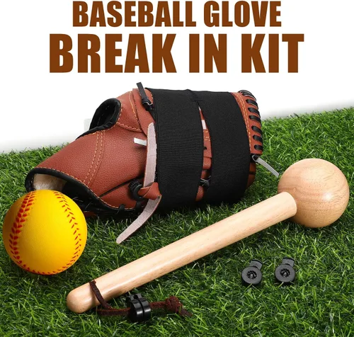 Vista 6 de TOBWOLF Kit de 10 guantes de béisbol para atrapadores adultos y jóvenes, guantes de béisbol, mazo, guantes de béisbol, martillo de madera