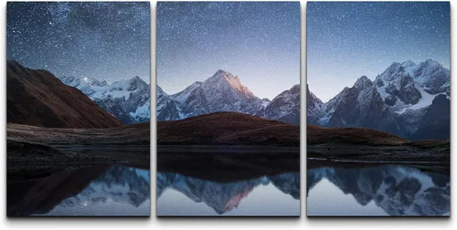 Vista 90 de wall26 Lienzo enmarcado para pared, juego de arte de noche estrellada sobre montañas, cielo nocturno tranquilo, naturaleza, desierto, fotografía