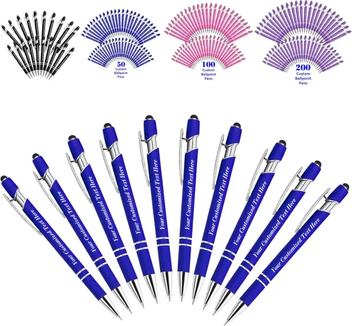 Vista 21 de Bolígrafos personalizados con nombre, bolígrafos personalizados con punta de lápiz digital de 0.020 in, bolígrafo suave al tacto, grabado de texto