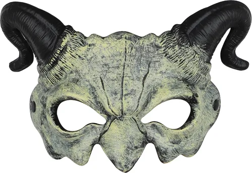 Vista 8 de Máscara de cuerno de oveja, fantasma y diablo, máscara de espuma de poliuretano, máscara de media cara para Pascua, Halloween, cosplay, fiesta