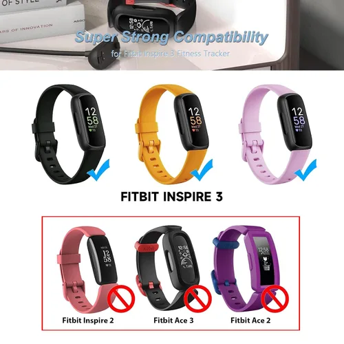 Vista 2 de Paquete de 2 cargadores magnéticos de pared de 5 V para Fitbit Inspire 3 Smartwatch Charger Dock USB adaptador de cable de cable de carga rápida