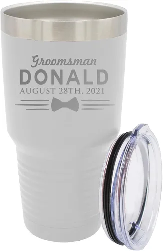 Vista 22 de Vaso de padrinos de boda grabado personalizado, taza de acero inoxidable aislada personalizada para padrino de boda, despedida de soltero, boda