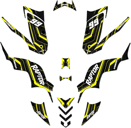Vista 5 de Kit de gráficos para Yamaha Raptor 90 Electron Series Azul 16 Mil-ATV UTV Dirt Bike Adhesivos, Quad Dirtbike Racing Calcomanía Automotriz Motocross