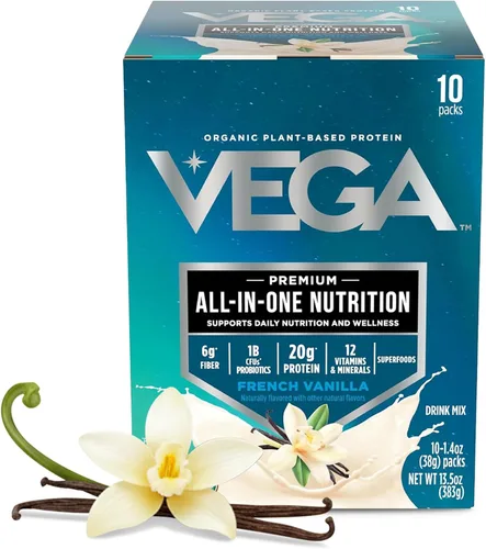 Vista 29 de Vega Organic All-in-One Proteína vegana en polvo sabor chocolate 9 porciones, ingredientes de superalimento, vitaminas para apoyo inmunológico