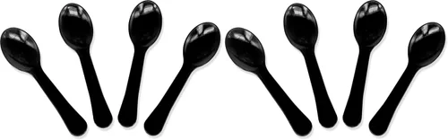 Vista 5 de Gmark - Juego de 100 cucharas de plástico extra resistentes, de 3 pulgadas, color negro, transparente, mejor para chocolate, café, helado, postre