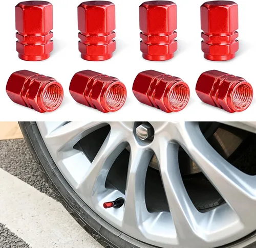 Vista 22 de Ziciner 8 PCS Tapas de Vástago de Válvula de Neumático de Coche, Cubiertas de Válvula de Rueda de Aleación de Aluminio con Anillo O de Goma, Juego
