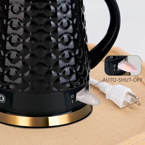 Vista 4 de Hervidor eléctrico de cerámica, 1.5L/1200 W hierve agua rápida y fácilmente con protección de ebullición y secado automático, base giratoria