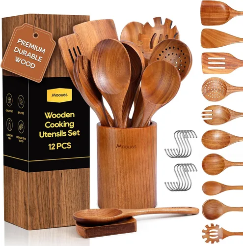 Vista 9 de Cucharas de madera para cocinar 6PCS Juego de utensilios de cocina