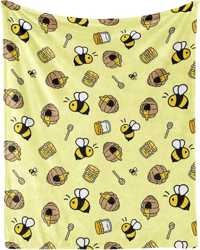 Vista 8 de Manta de abeja para niños, suave, mullida y acogedora, 30 x 40 pulgadas, manta de regazo para sofá, oficina, color negro, lindas mantas cálidas