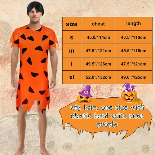 Vista 7 de Disfraz de Halloween para hombre, 3 piezas, disfraz de adulto, disfraz de hombre de las cavernas del tiempo prehistórico para fiesta de cosplay