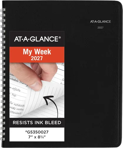 Vista 8 de AT-A-GLANCE 2026 Agenda, Semanal, 3-1/2" x 6", Tamaño de Bolsillo, Programación Abierta, DayMinder, Negro (SK480026)
