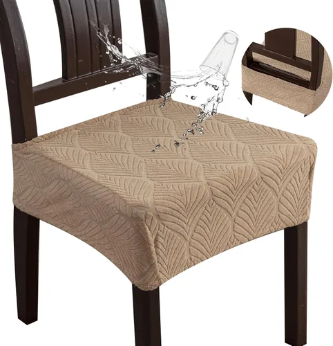 Vista 28 de Fundas de asiento para silla de comedor, extraíbles y lavables, juego de 2, fundas de cojín de asiento de silla de jacquard, protectores