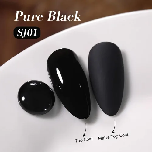Vista 2 de Born Pretty - Esmalte de uñas de gel negro, diseño de Halloween negro opaco Negro puro