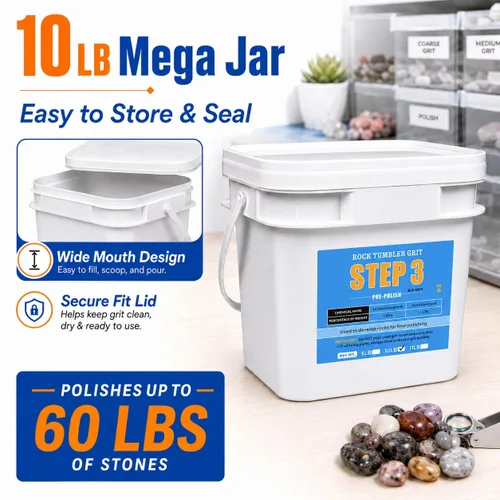 Vista 3 de Vaso de roca de grano de 10 libras – 600 medios de pulir de carburo de silicio prepulido, paso 3 para piedras de rodar, funciona con cualquier vaso