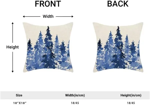 Vista 2 de AEIOAE - Juego de 2 fundas de almohada navideñas de 45.7 x 45.7 cm, decoración azul de árboles navideños, funda de almohada rústica de granja