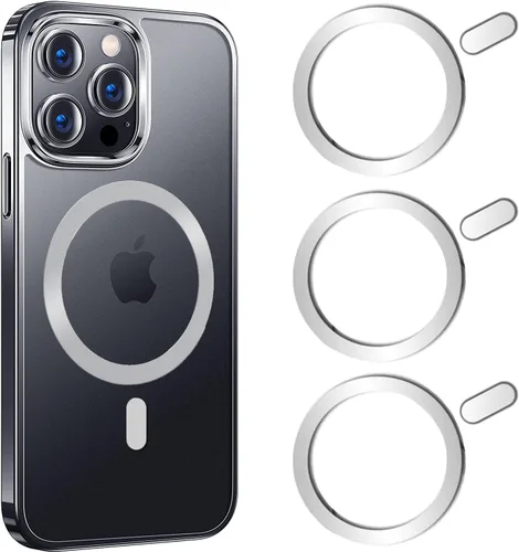 Vista 7 de COJOC 3 calcomanías de anillo Magsafe, adaptador de conversión magnético universal compatible con accesorios de carga inalámbrica para iPhone Negro