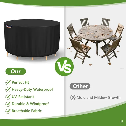Vista 5 de STARTWO Fundas redondas para muebles de patio, fundas impermeables para muebles de exterior, resistentes a los rayos UV