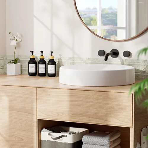 Vista 5 de VITVITI Dispensador de champú y acondicionador, dispensador de jabón de ducha de gel corporal montado en la pared, 3 cámaras, botellas de ducha