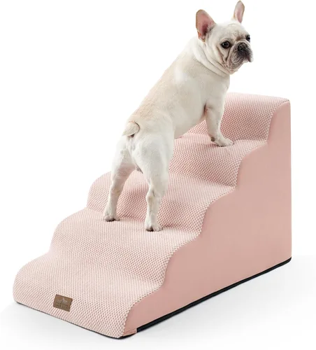 Vista 26 de COZY KISS Escaleras anchas para perros pequeños de 15.7 pulgadas de alto, escalón para mascotas para cachorros, gatos mayores, rampa curva