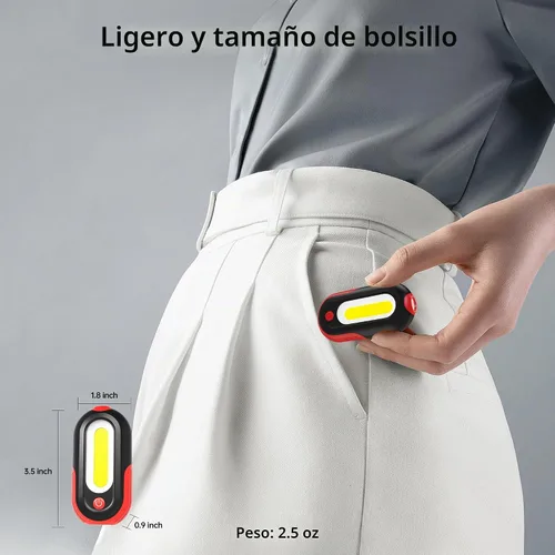 Vista 7 de Luz de trabajo magnética recargable, luz de trabajo LED de 400 lm con reflector y proyector COB, 5 modos, tiempo de ejecución de 3 a 7 horas