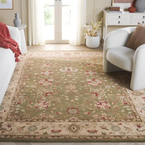 Vista 44 de SAFAVIEH Colección Antigüedades - Alfombra de 6' redonda, marrón y verde, hecha a mano, diseño oriental tradicional de lana, ideal para áreas