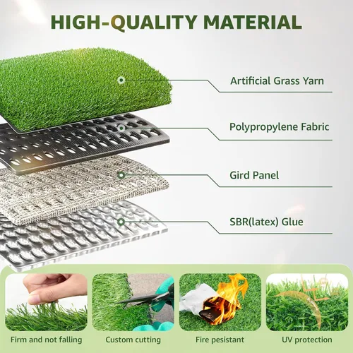 Vista 4 de LOOBANI Rollo de césped artificial sintético, césped artificial para baño de perro con agujeros de drenaje, alfombra de césped artificial
