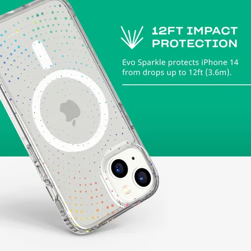 Vista 4 de tech21 iPhone 14 Evo Sparkle compatible con MagSafe® - Funda brillante y resistente a los arañazos con protección contra caídas de 12 pies