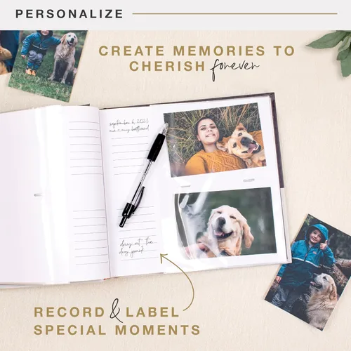 Vista 7 de MCS Love Is A Álbum de fotos de cuatro patas con capacidad para 200 fotos de mascotas de 4 x 6 pulgadas con espacio para notas, cubierta crema