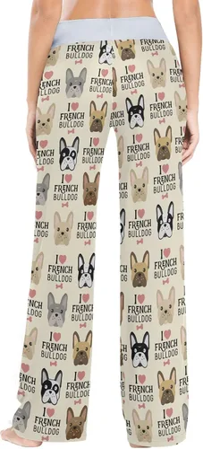 Vista 4 de ZzWwR Pantalones de pijama cómodos con cordón para mujer, cintura alta, pierna ancha, ropa de dormir