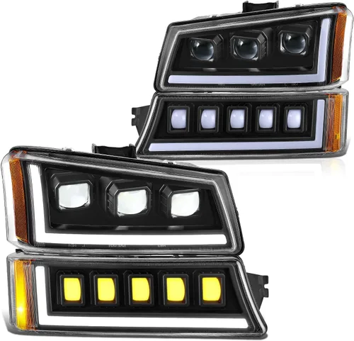 Vista 6 de DNA MOTORING Juego de montaje de faros Compatible con 2003-2006 Chevy Silverado 1500 2500 3500 1500 HD 2500 HD Avalanche 1500 2500, sin Cromo