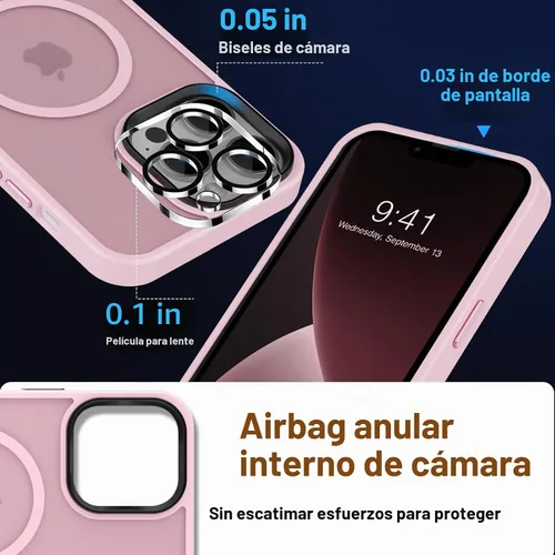 Vista 5 de MOCCA Funda magnética fuerte para iPhone 13 Pro Max, [compatible con Magsafe] [protector de pantalla de vidrio + protector de lente de cámara] Funda