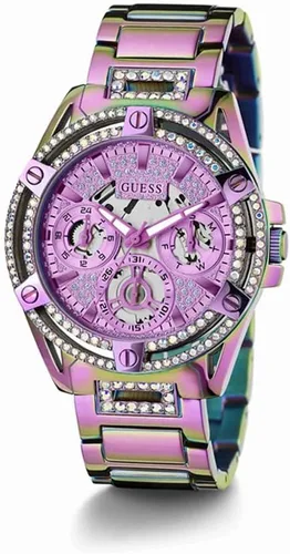 Vista 5 de GUESS Ladies 40mm Watch - Purple Strap Lavender Dial Iridescent Case