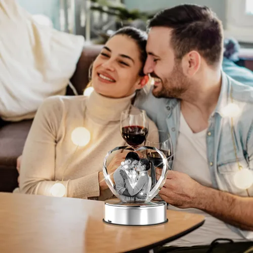 Vista 7 de Foto de cristal 3D, regalos personalizados de Navidad para mamá, mujer, esposa, para ella, para pareja, regalos personalizados con tu propia foto