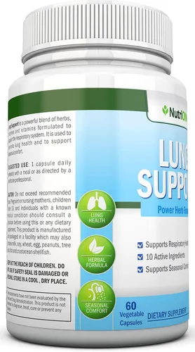Vista 8 de NutriONN Desintoxicación y limpieza pulmonar - Ideal para fumadores - Extra fuerte - Suplementos 100% herbarios de salud pulmonar - Apoyo