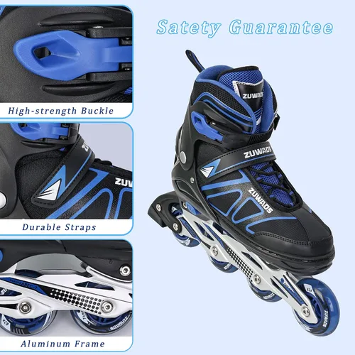 Vista 5 de Patines en línea ajustables para niños y niñas, patines en línea para niños, patines principiantes para niñas, hombres y mujeres al aire libre