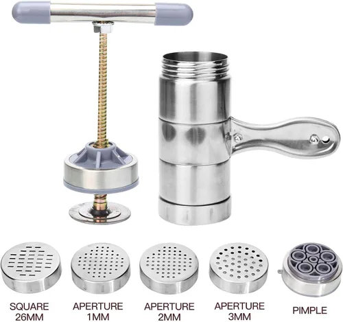 Vista 3 de Máquina manual para hacer pasta de fideos, herramienta de cocina de espagueti, máquina de prensa de acero inoxidable, máquina de prensa para pasta