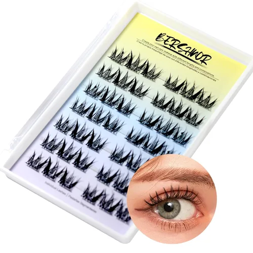 Vista 26 de Pestañas postizas 3D con volumen de ojo de gato, pestañas de banda transparente de 0.472 pulgadas, aspecto natural, imitación de visón, tira