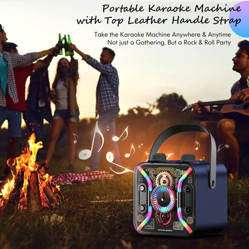 Vista 6 de Máquina de karaoke para adultos con dos micrófonos de karaoke inalámbricos, sistema PA, altavoz Bluetooth con micrófono que admite graves y agudos