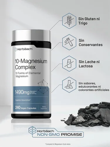 Vista 5 de Horbäach Complejo de Magnesio 1490 mg 240 Cápsulas