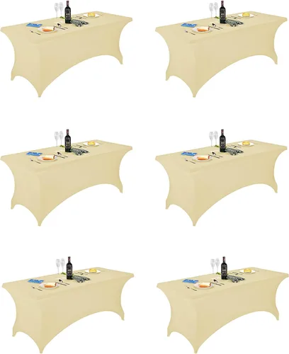 Vista 88 de FORLIFE - Funda de mesa de elastano, mantel ajustado de 4 pies para mesas rectangulares, funda elástica para patio, universal para bodas, banquetes