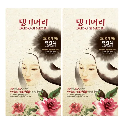 Vista 7 de Daeng Gi Meo Ri Tinte para cabello con hierbas medicinales, cubre las canas (marrón natural), tinte para el cabello crema, contiene proteína