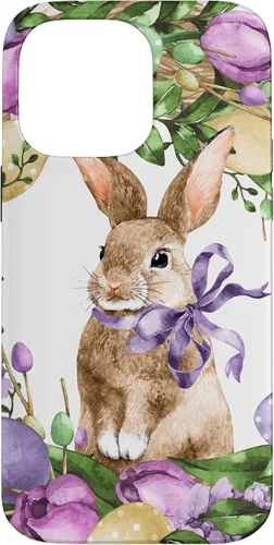 Vista 21 de Floral Easter Bunny Wreath Decor for Women Cute Easter Day Case for iPhone 17